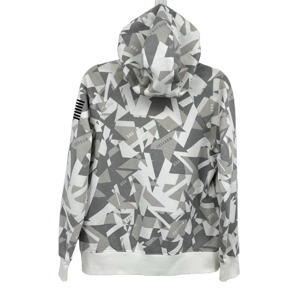 Under Armour Freedom Camo Hoodie Women Small Gray White USA Flag Fleece - Picture 2 of 14